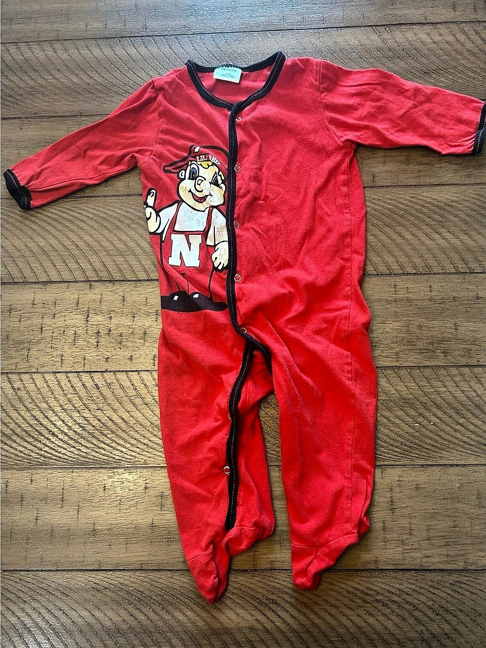 6-9M Vintage Herbie Nebraska Cornhuskers Red Footie Pajamas